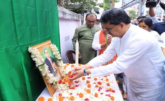 Tripura CM Dr. Manik Saha pays tribute to Dr. B.R. Ambedkar on his birth anniversary.